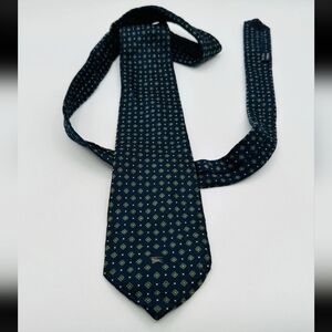 Burberry Navy Gold Patterned Tie Work Event Prom Homecoming Wedding Prom Hoco